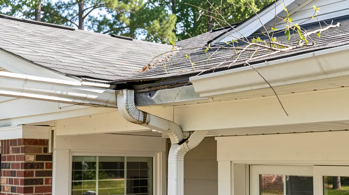 Gutter damage on Orangeburg SC residential home