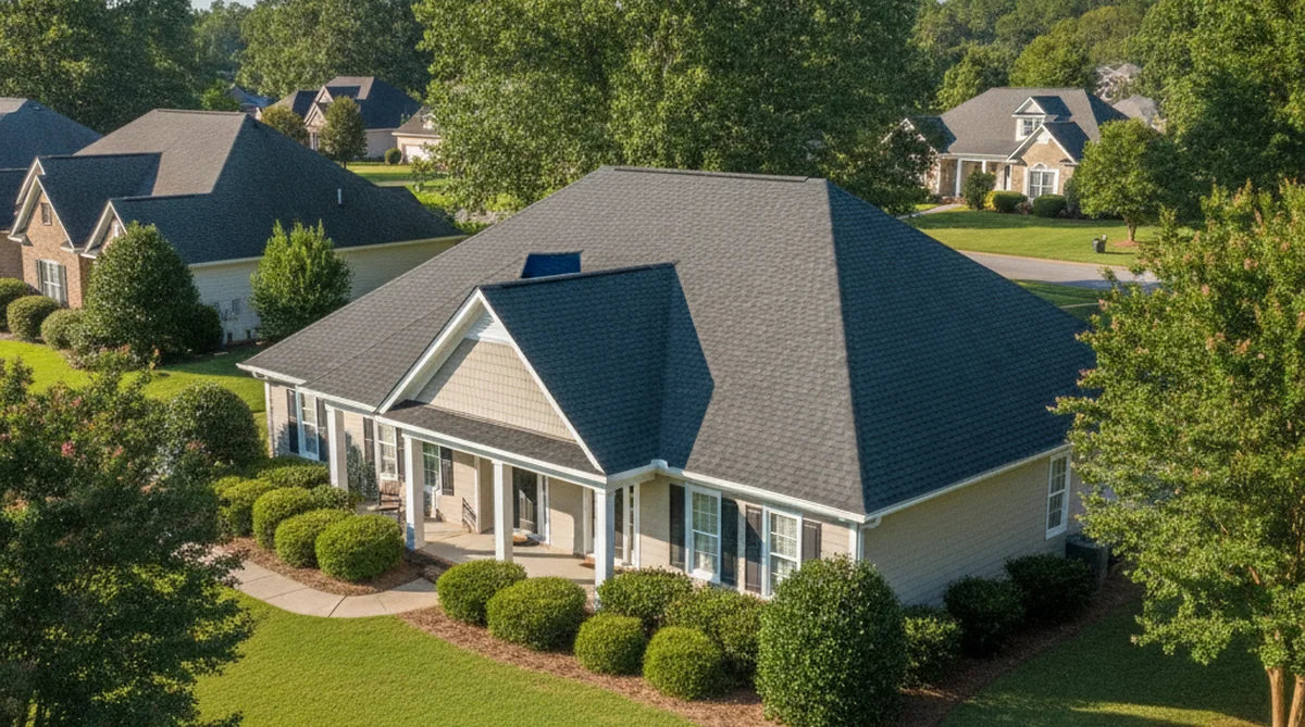 Gray asphalt shingle roof on Sumter SC home
