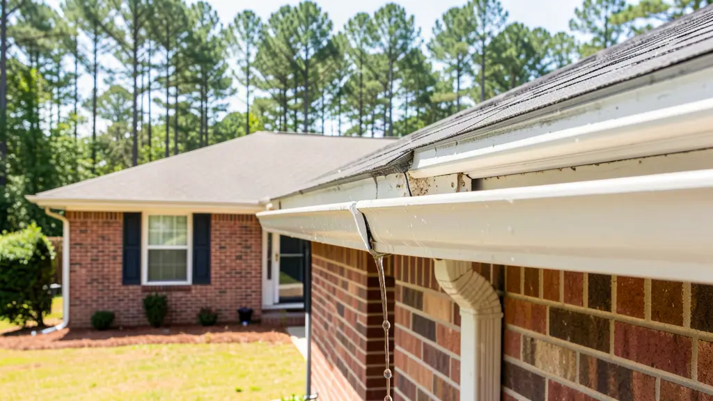 Leaking gutter joint on an Orangeburg SC home