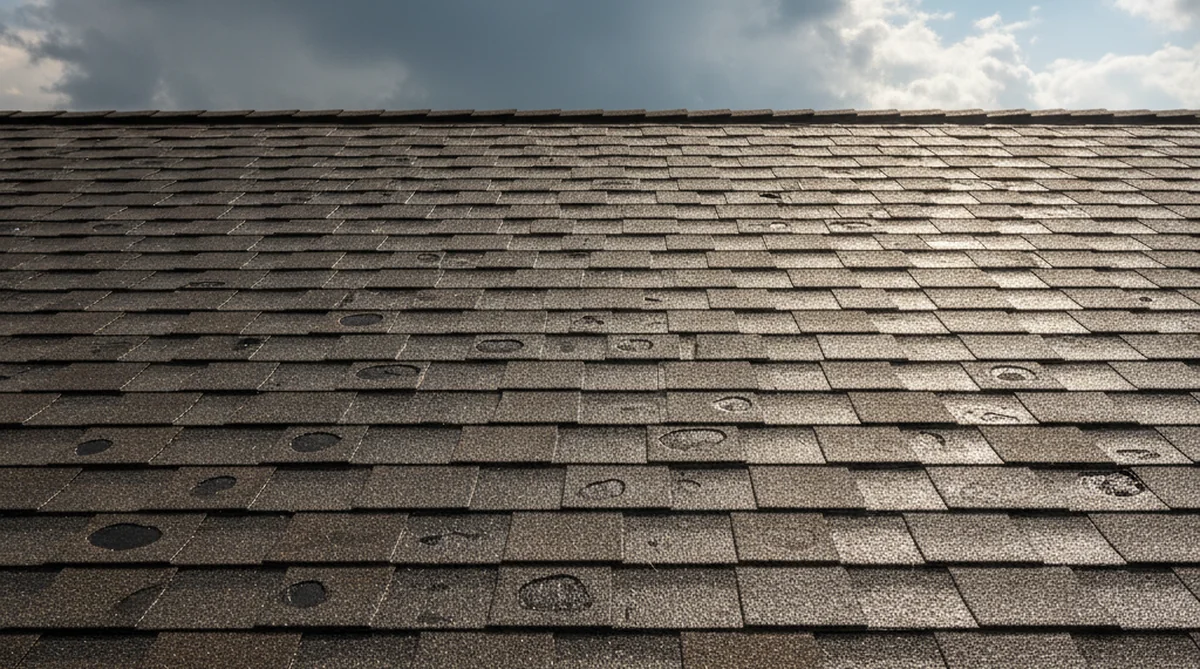Hail damage on asphalt shingle roof in Orangeburg SC