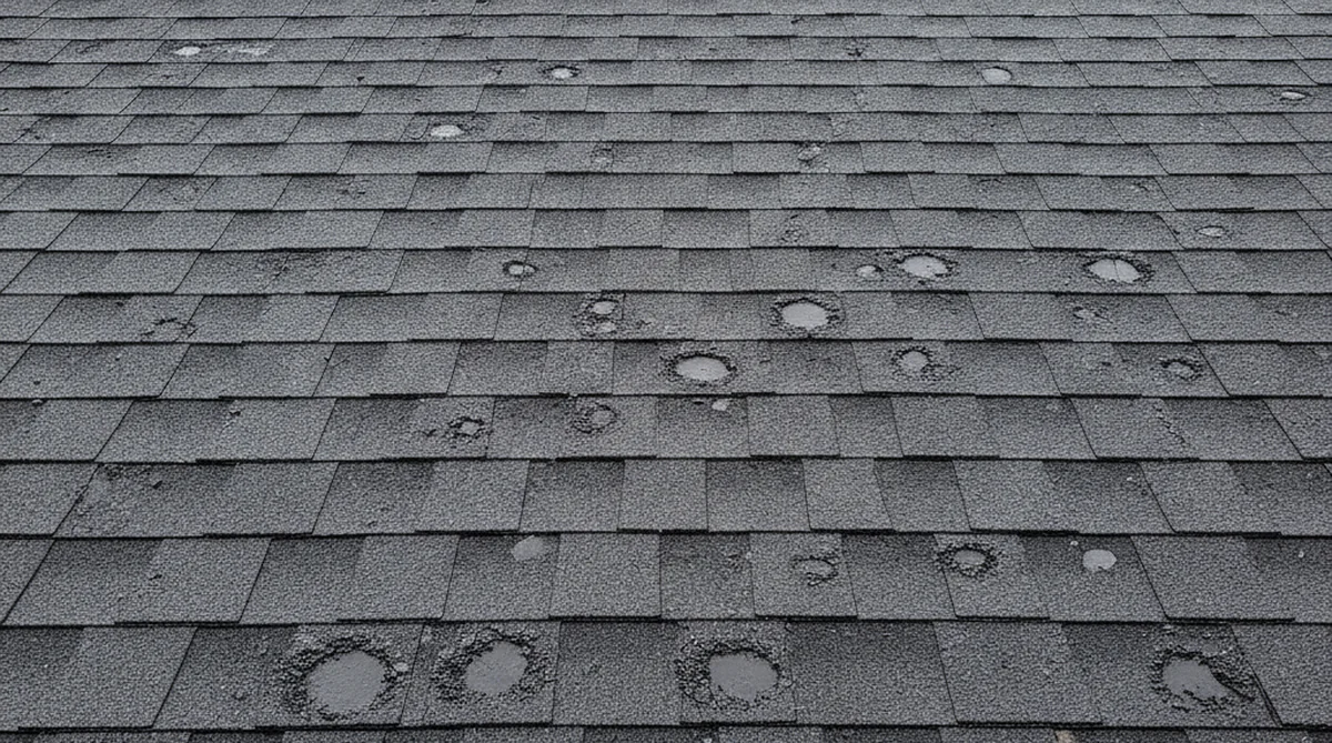 Hail damage on asphalt shingles in Orangeburg SC