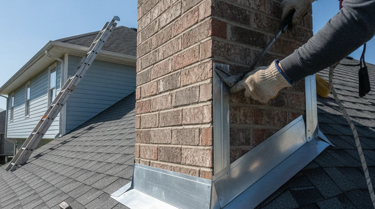 Roof flashing repair around chimney in Holly Hill SC
