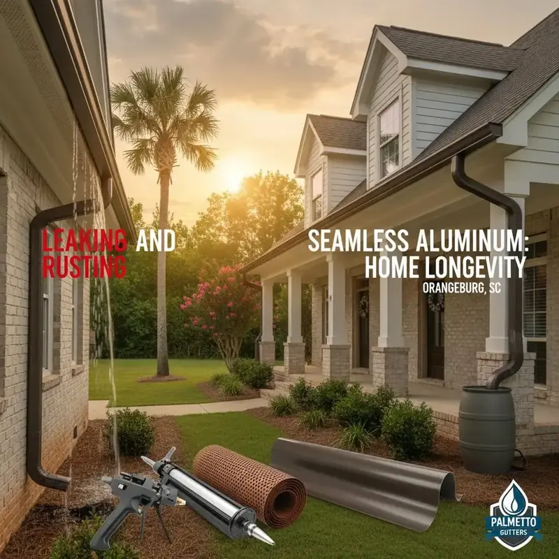 Seamless aluminum gutter installation in Orangeburg, SC